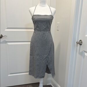 MAJORELLE Checkered Halter Midi Dress